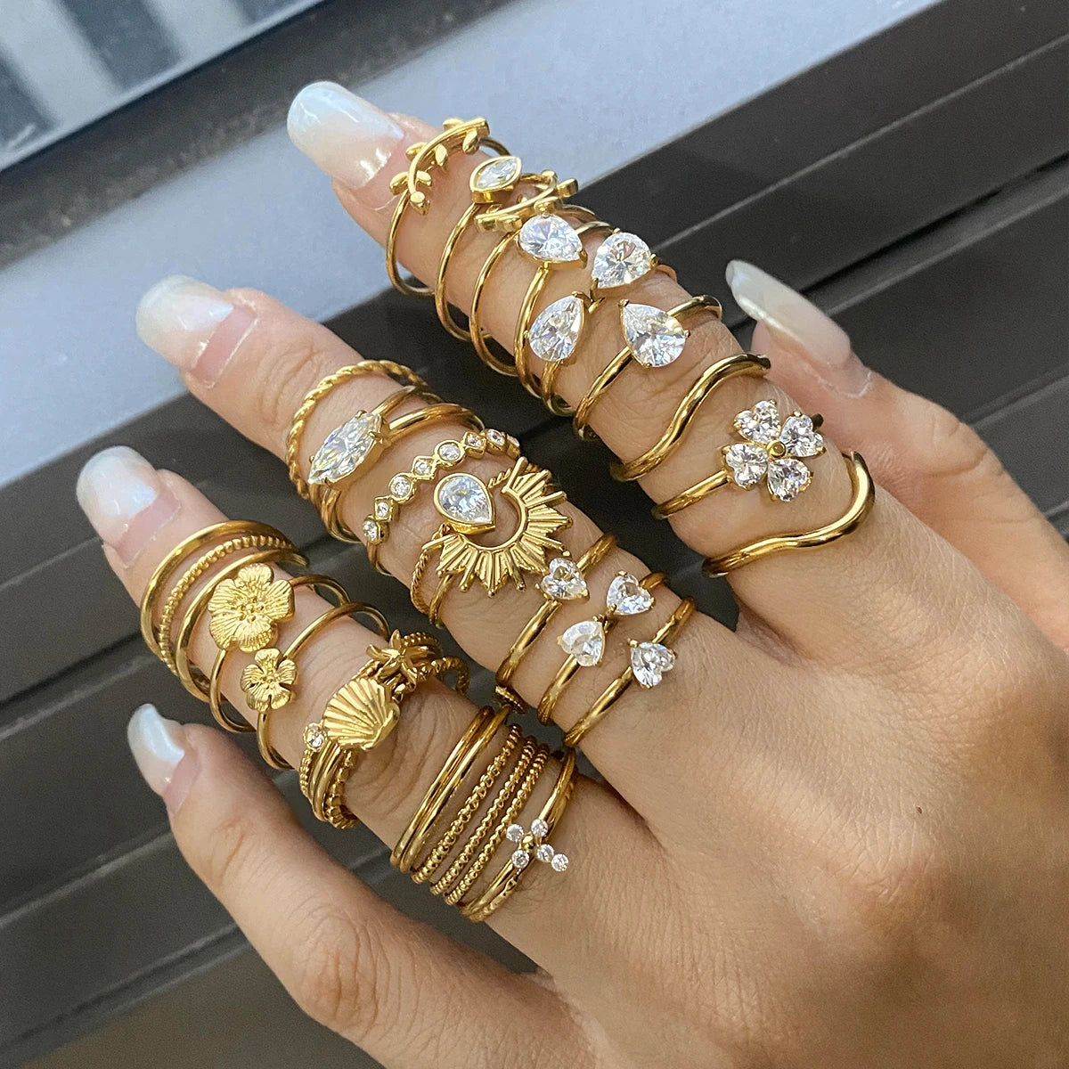 Set Anillos Apilables Personalizados - Acero Inoxidable Dorado 2025