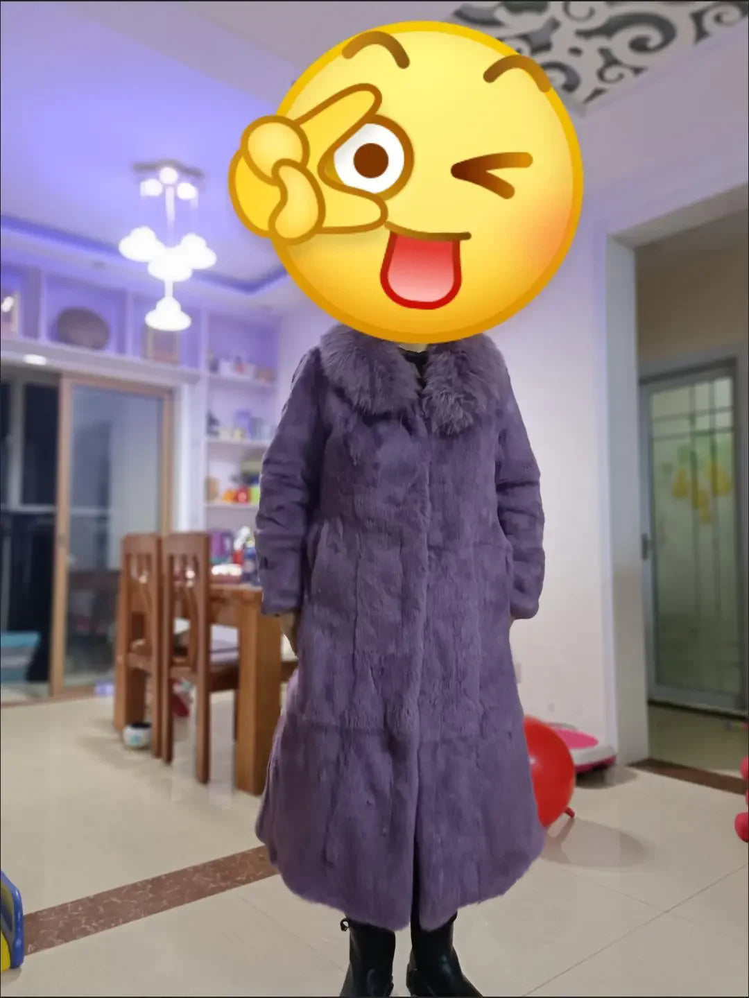 Abrigo Piel Conejo Rex Mujer - Abrigo Largo Cuello Zorro Fashion Invierno