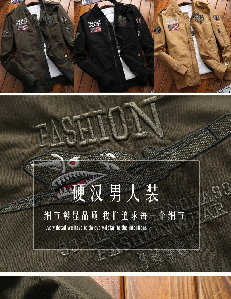 Chaqueta Bomber Hombre 2024 Bordado - Jacket Casual Cortavientos Slim