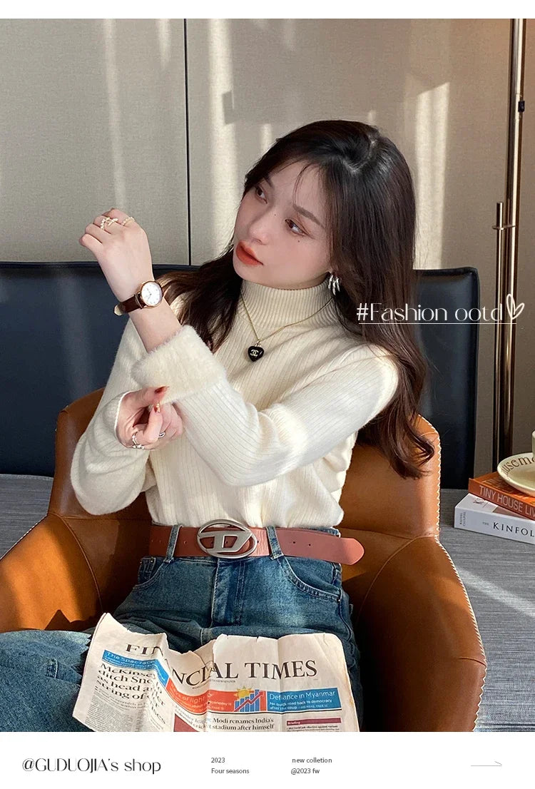 Suéter Mujer Térmico Forro Terciopelo - Jersey Cuello Alto Invierno