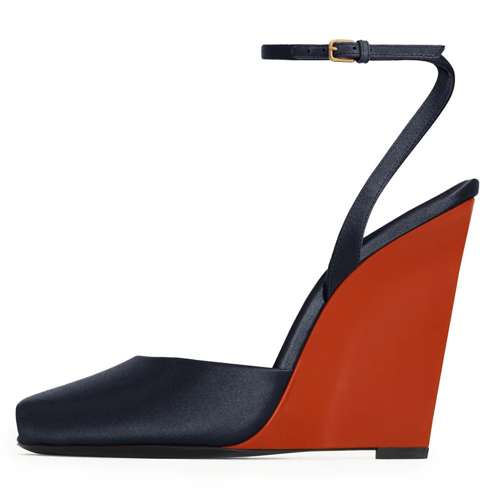 Sandalias Plataforma Mujer Satén 2025 - Zapatos Tacón Chunky Tiras Primavera