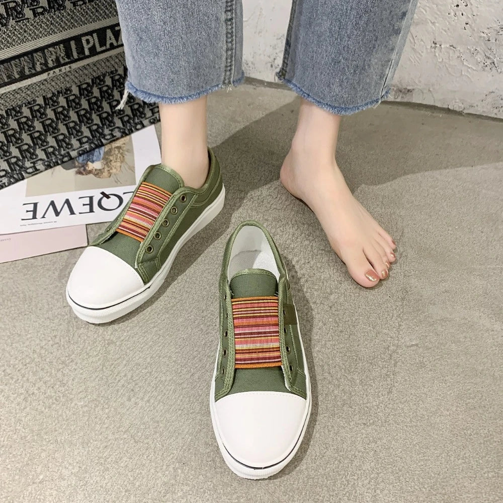 Zapatos Canvas Fashion Mujer 2025 - Zapatillas Vulcanizadas Planas Primavera Otoño
