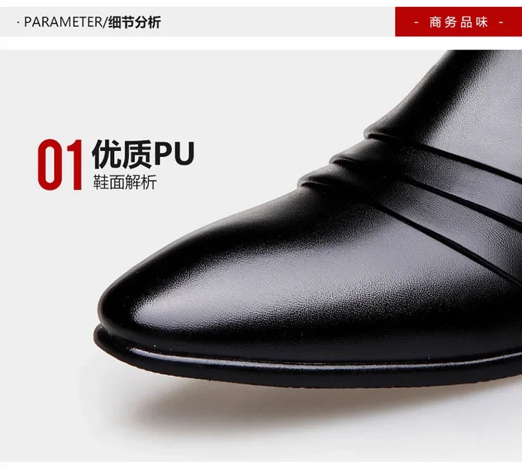 Zapatos Vestir Hombre Cuero PU Negro - Mocasines Oxford Punta Puntiaguda Boda Business