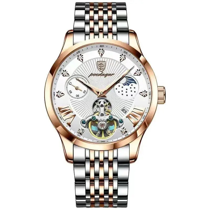 Reloj POEDAGAR Luxury para Hombre - Cuarzo Business Cuero Calendario Resistente al Agua