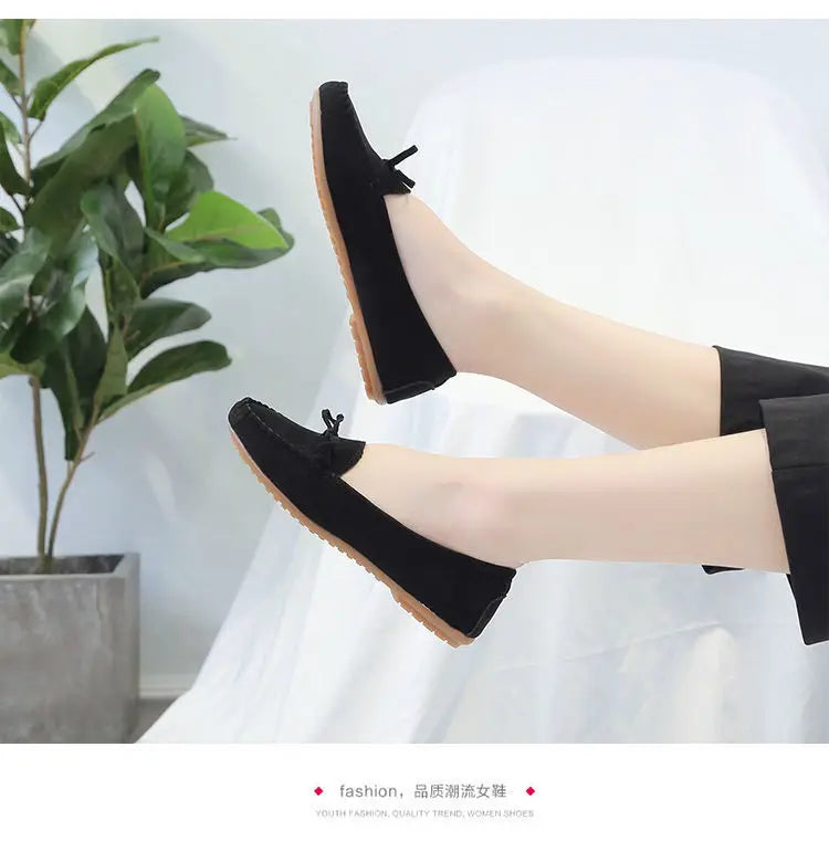 Zapatos Slip-On Mujer Ballet Flats Suede - Loafers Casual Planos Otoño Mom Shoes