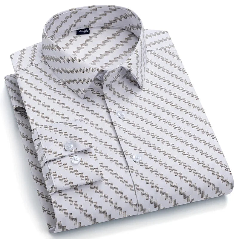 Camisa Hombre Estampada Vintage Slim Fit - Manga Larga Cuadros Suave Fashion Designer