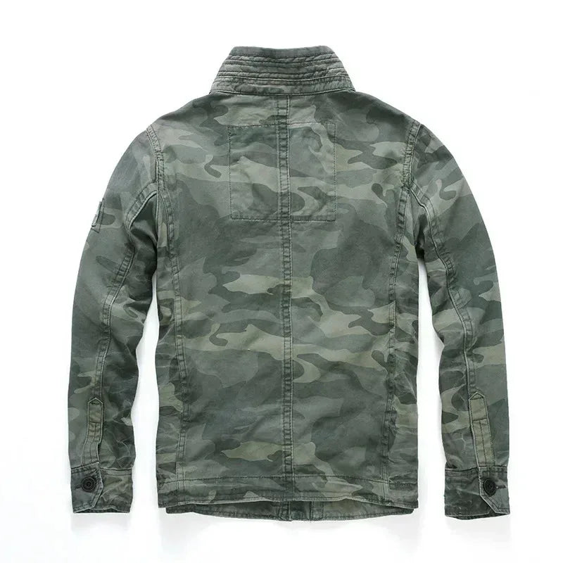 Chaqueta Hombre Denim Cargo M65 - Multi-Bolsillos Outdoor Casual Militar