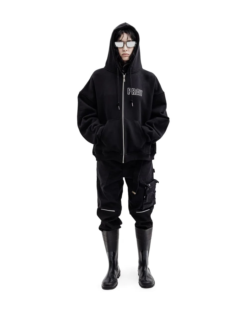 Sudadera Zip Up Hip Hop Unisex - Hoodie Pray Graphic Oversized Y2K