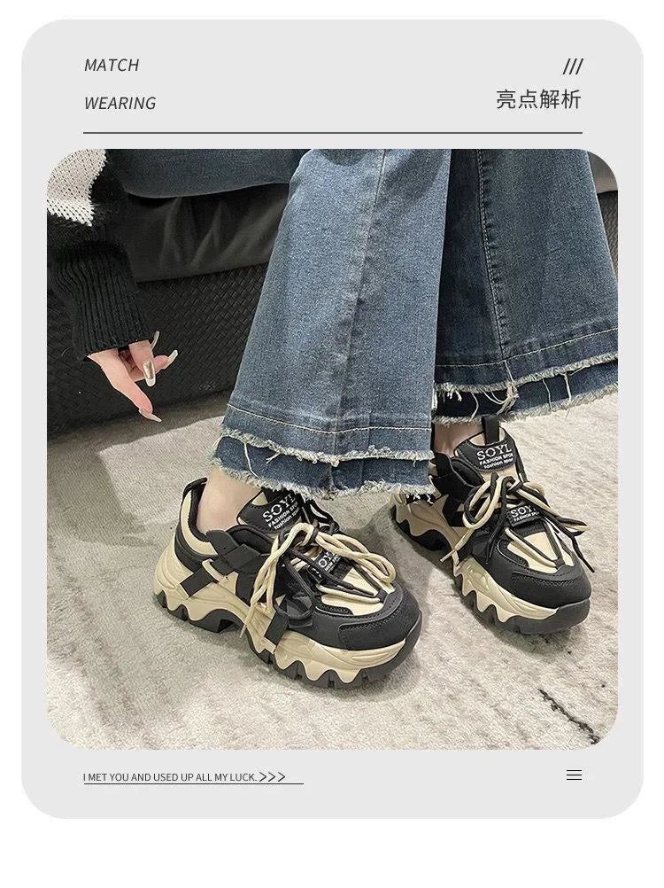 Sneakers Chunky Plataforma Mujer Otoño - Zapatillas Running Casual Cordones