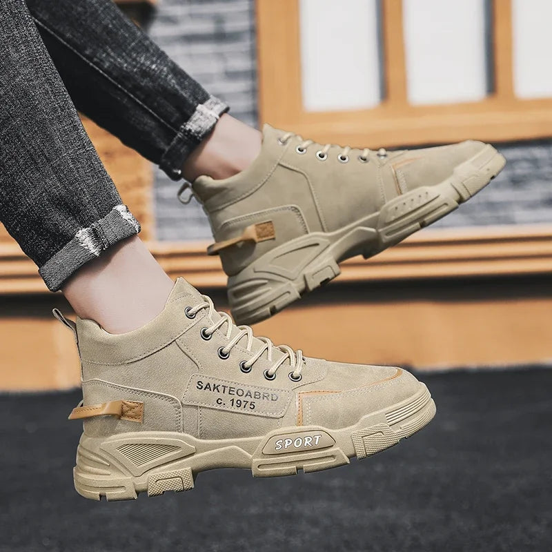 Botas Hombre Casual Suela Suave - Antideslizantes 4 Estaciones Trabajo Outdoor Estudiante Deportivas Fashion Youth Versátiles Trendy