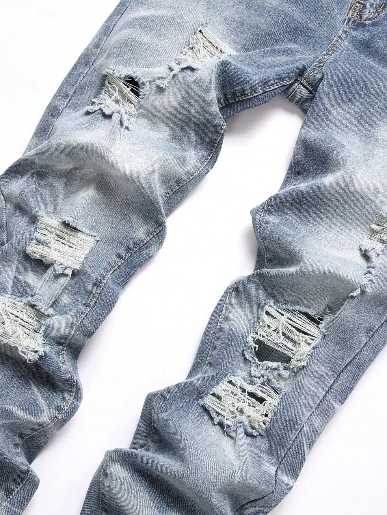 Vaqueros Skinny Hombre Coreanos Stretch - Jeans Slim Fit Azul Oscuro Casuales