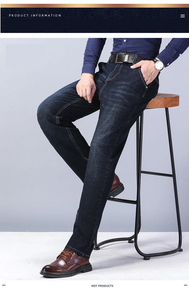 Vaqueros Hombre Business Stretch Slim - Jeans Casuales Clásicos Negro Azul
