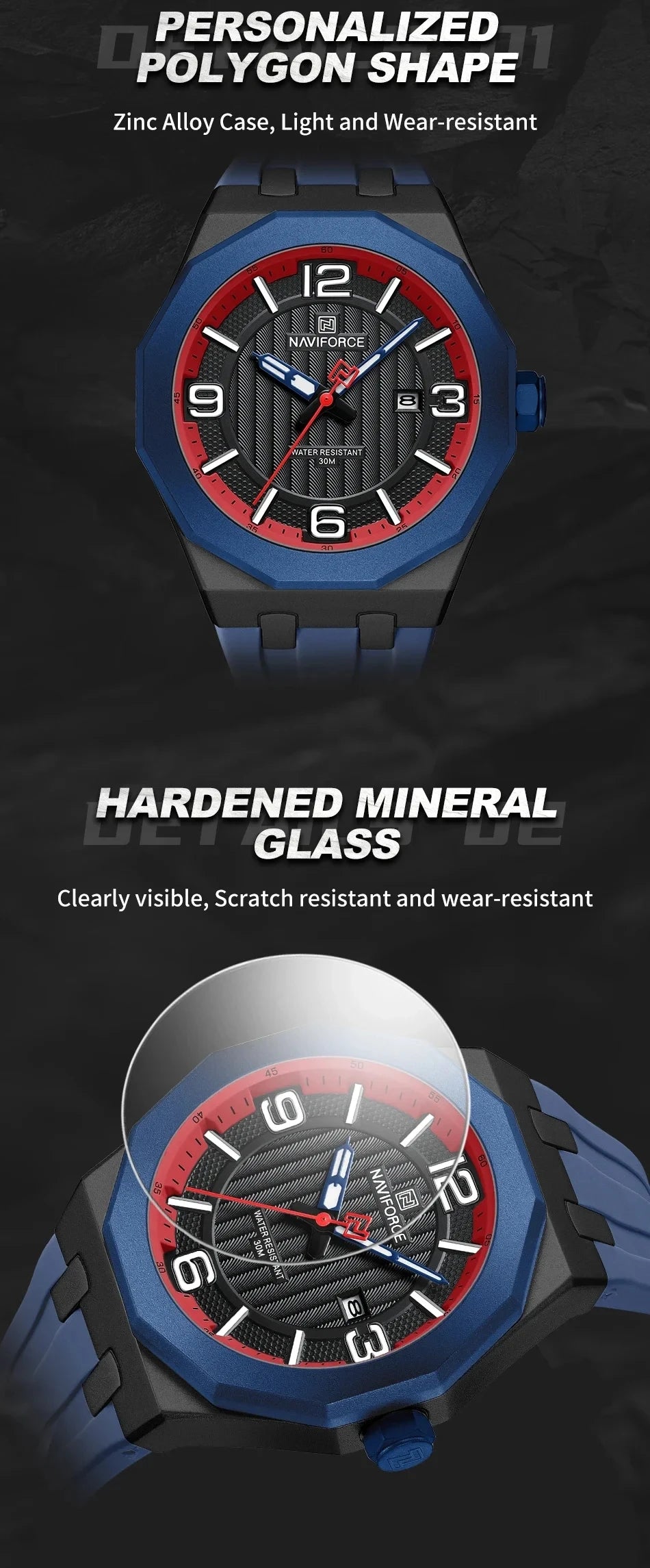 Reloj NAVIFORCE 8079 para Hombre - Cuarzo Fashion Resistente al Agua con Correa de Silicona