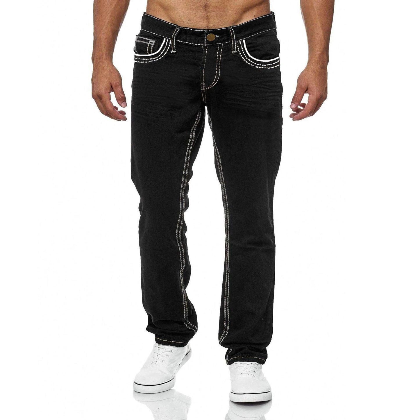 Vaqueros Negros Hombre Streetwear - Jeans Rectos Bolsillos Primavera Otoño Alta Calidad