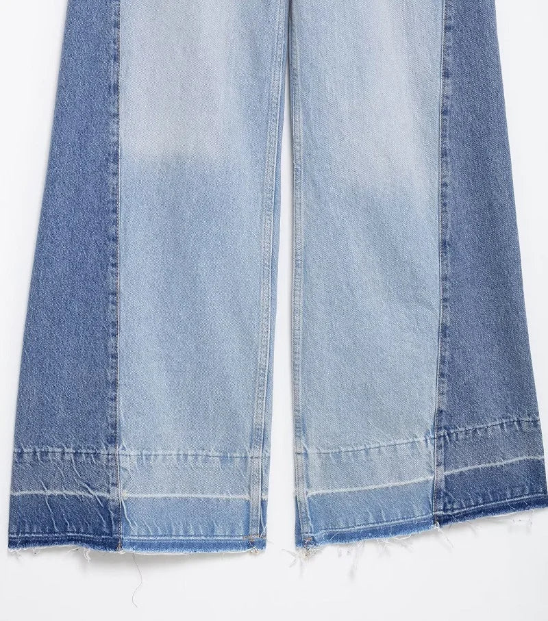 Jeans Baggy Mujer Pierna Ancha - Pantalón Denim Cintura Alta Azul
