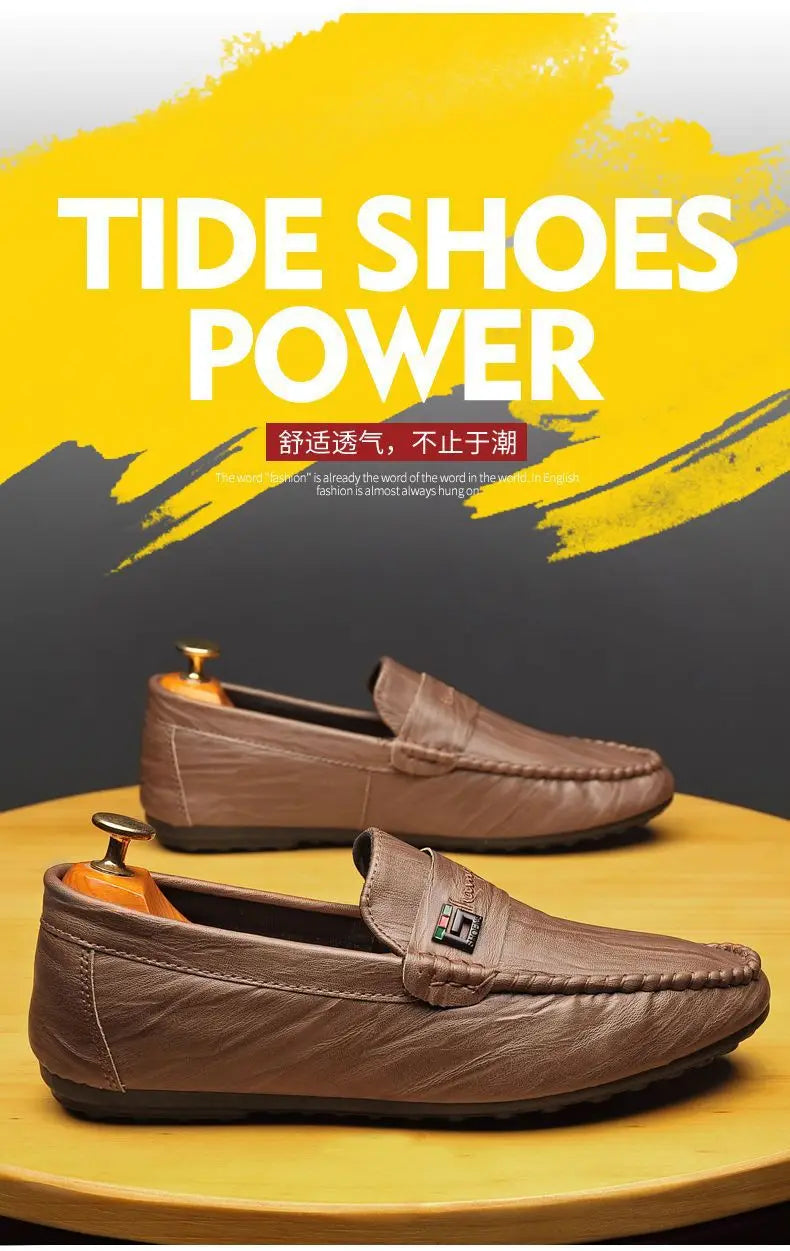 Mocasines Hombre Blancos Cuero - Vestir Casual Slip-On Primavera Otoño Designer