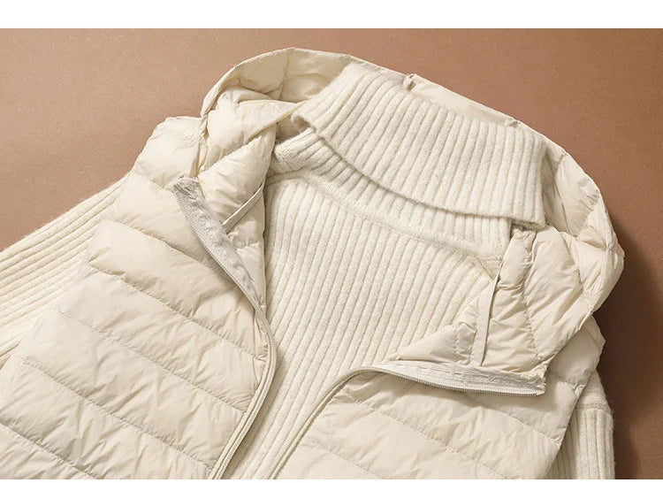 Chaleco Mujer Plumas Pato Ligero - Chaqueta Larga Capucha Slim Otoño