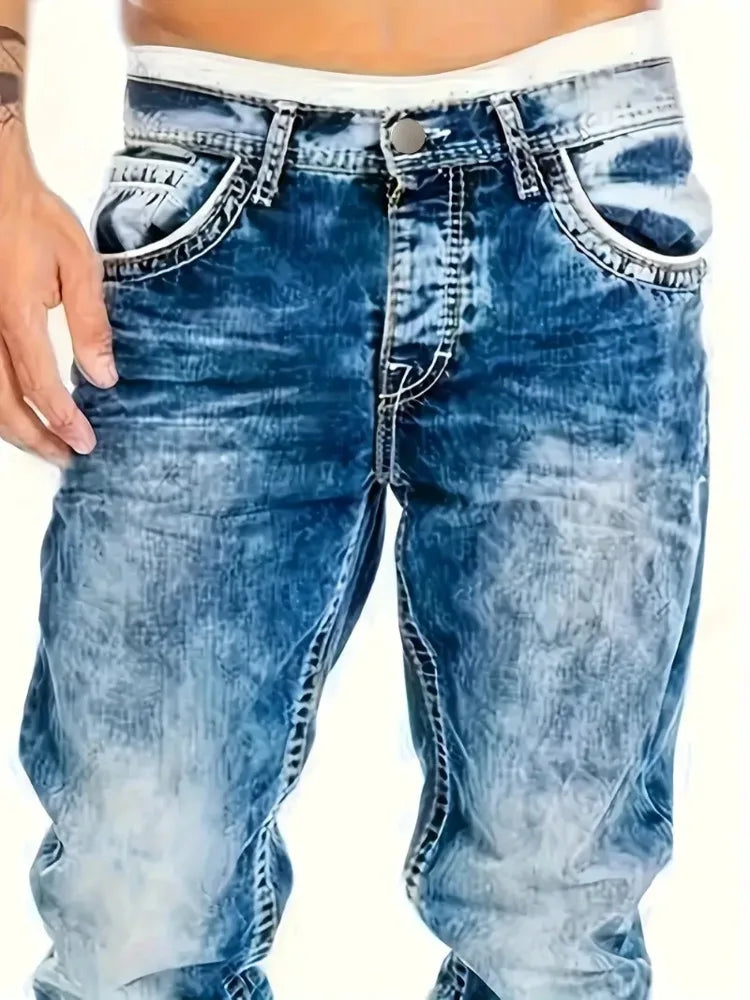 Vaqueros Hombre Europeos Americanos Otoño - Jeans Slim Elásticos Lavado Vintage Streetwear