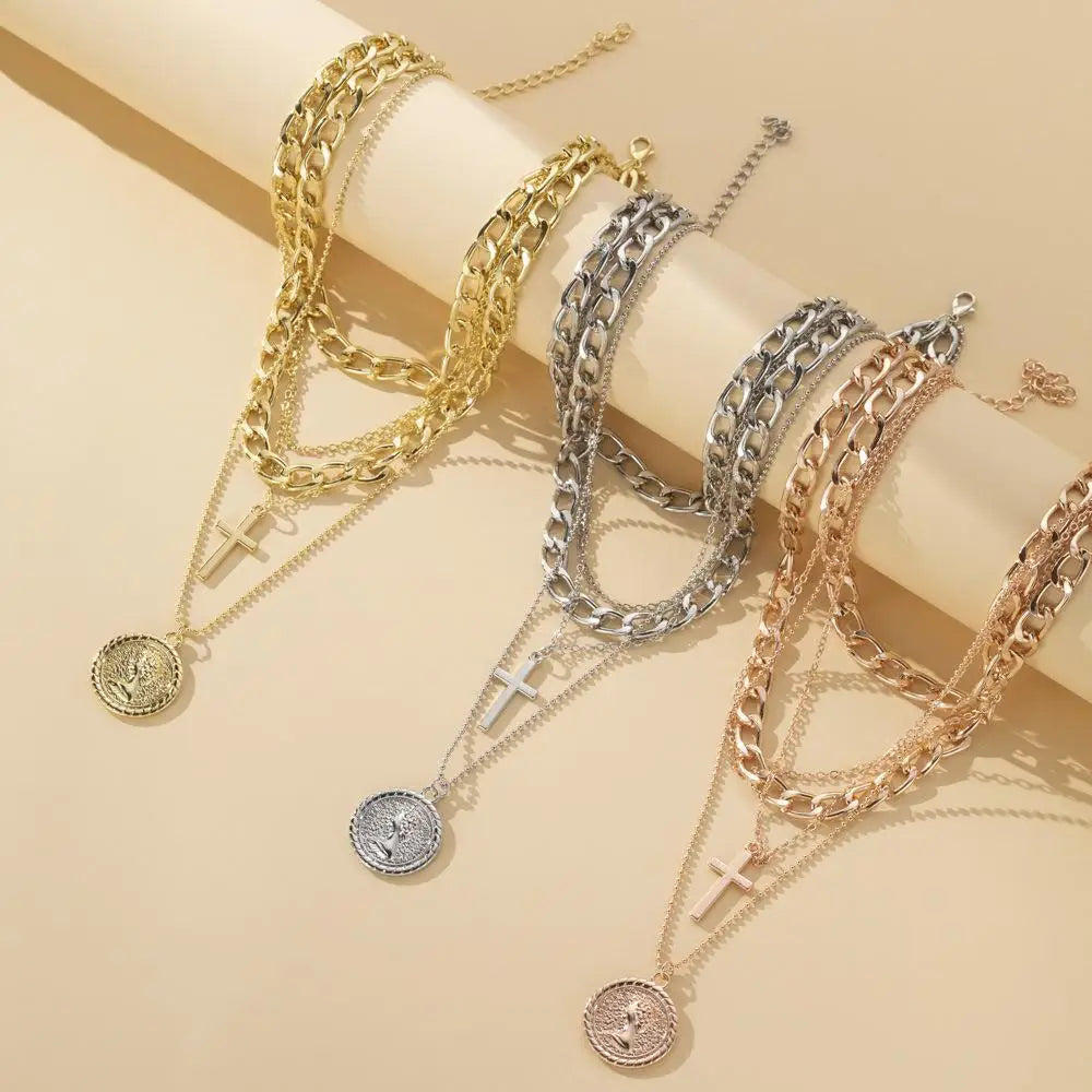 Collar Choker Multicapa Dorado Mujer - Cadena Gruesa Punk Hip-Hop