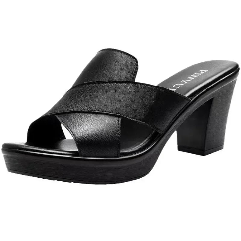 Sandalias Fashion Mujer Verano - Zapatos Tacón Alto Plataforma Retro Peep Toe