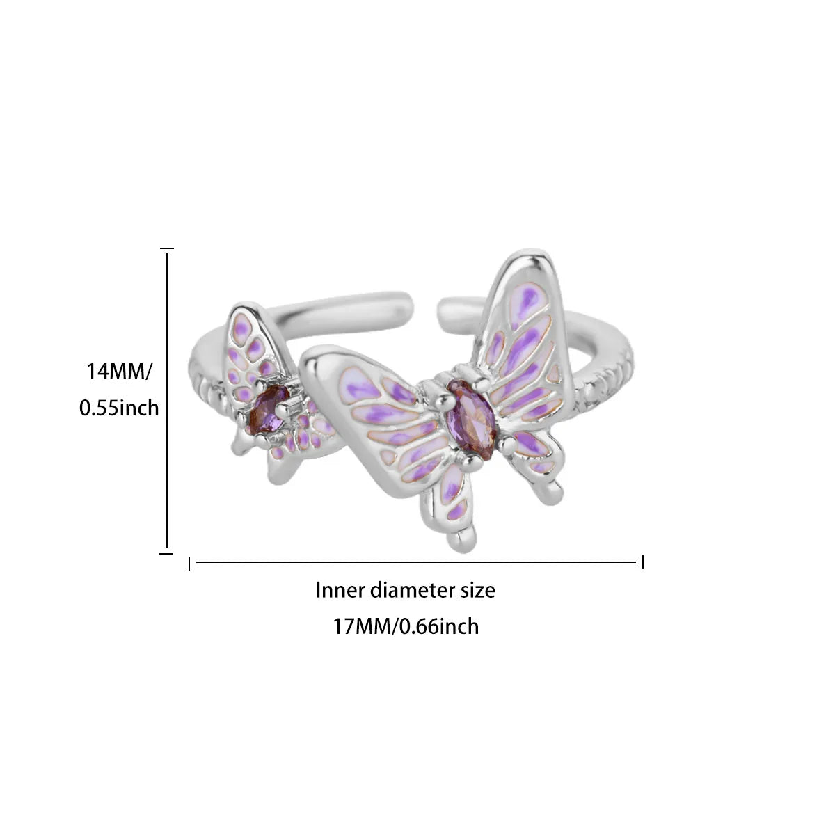 Anillo Mariposa Circonita Mujer - Acero Inoxidable Dorado Ajustable