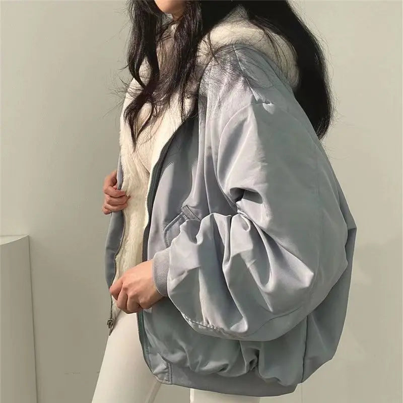 Chaqueta Acolchada Mujer Franela - Chaqueta Lana Cordero Capucha Invierno