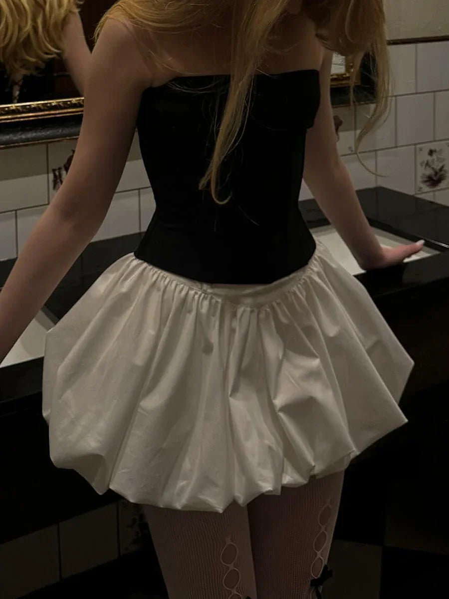 Falda Y2K Mujer Bubble Mini - Falda Globo Cintura Alta Fiesta 2000s