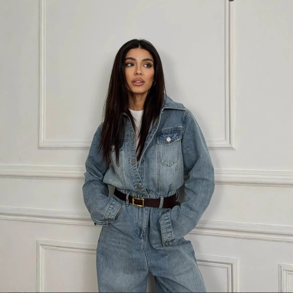 Mono Mujer Denim Retro Primavera - Jumpsuit Casual Suelto High-End