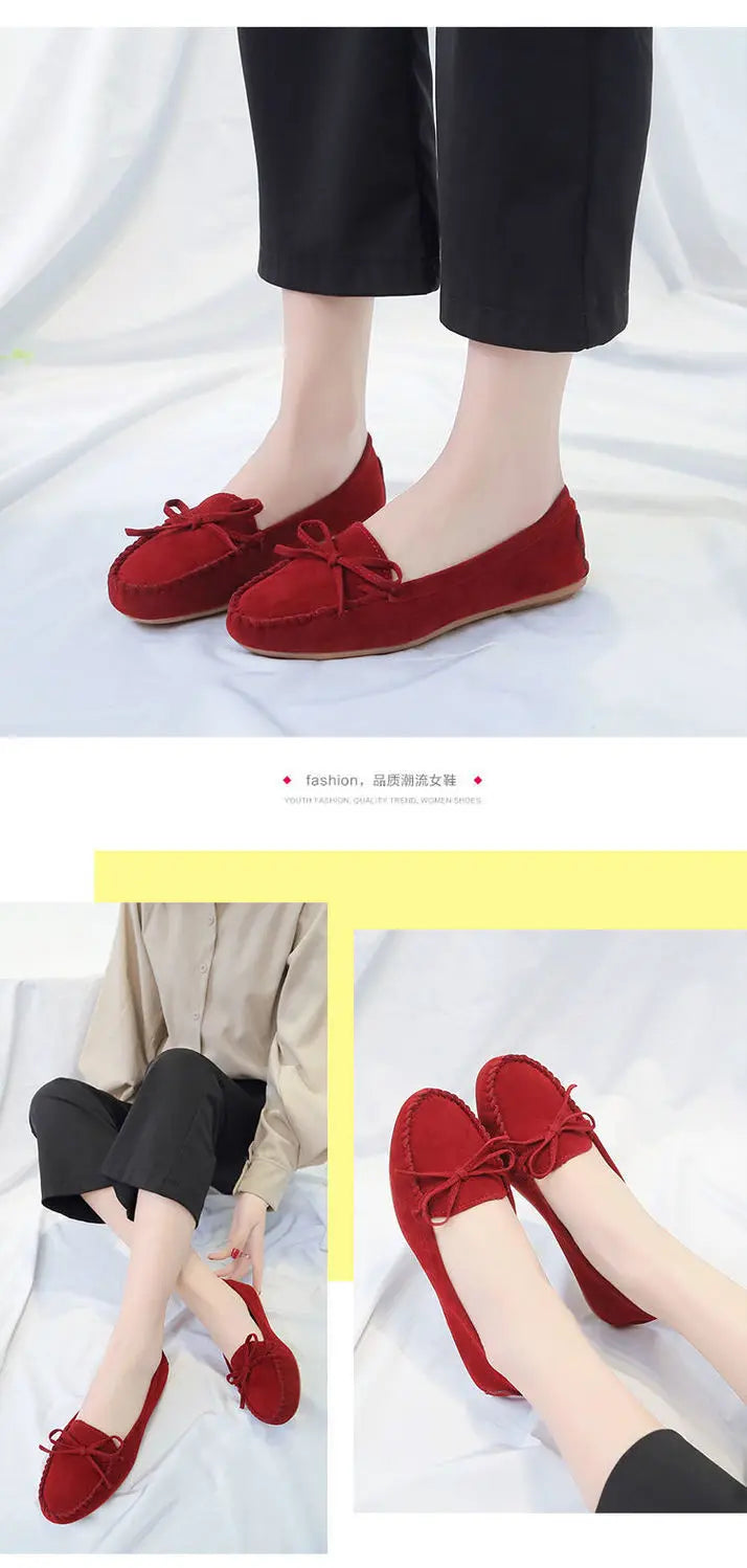 Zapatos Slip-On Mujer Ballet Flats Suede - Loafers Casual Planos Otoño Mom Shoes