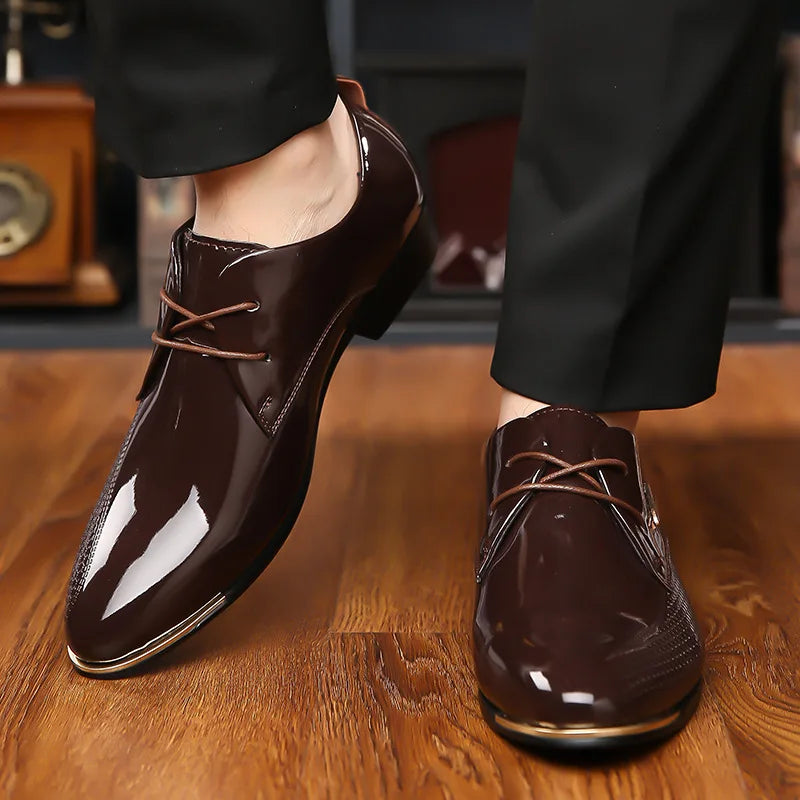 Zapatos Derby Hombre Cuero Punta Puntiaguda - Casual Business Tallas Grandes Primavera