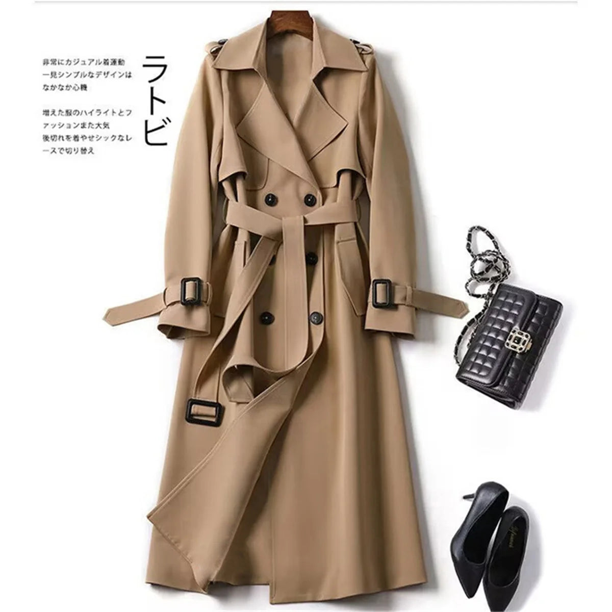 Trench Mujer Estilo Coreano - Gabardina Cinturón Primavera Otoño