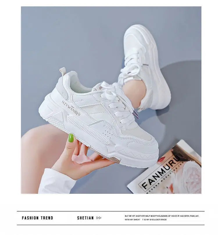 Sneakers Chunky Blancos High Top Mujer 2024 - Zapatillas Plataforma Luxury Designer