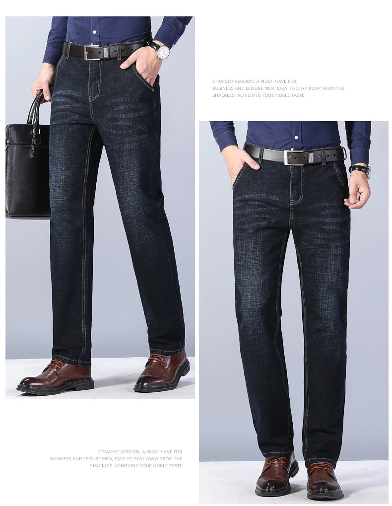 Vaqueros Hombre Business Stretch Slim - Jeans Casuales Clásicos Negro Azul