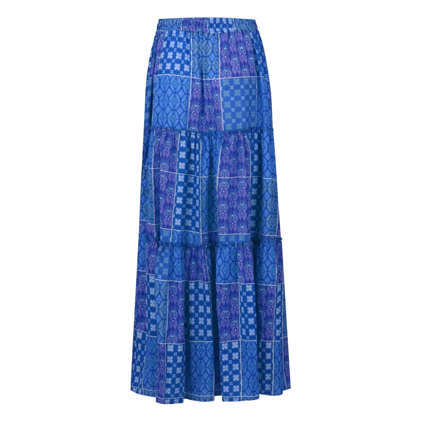 Falda Bohemia Mujer Larga Estampada - Falda Cintura Elástica Bolsillos Primavera