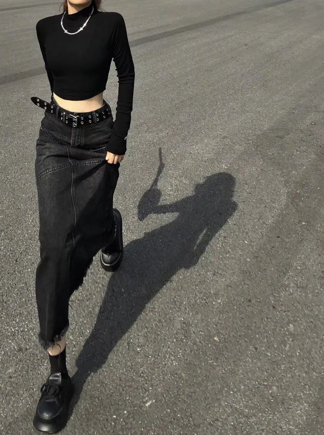 Falda Denim Mujer Vintage - Falda Vaquera Cintura Alta Desgastada Streetwear