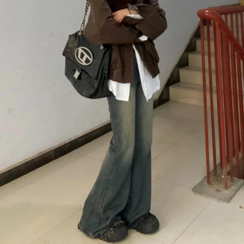 Jeans Acampanados Mujer Americanos - Pantalón Denim Vintage Harajuku