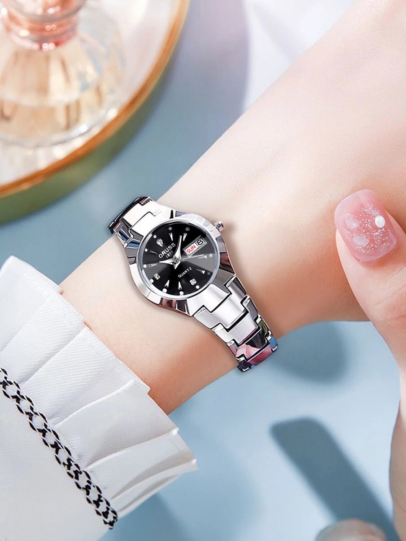 Reloj ORUSS para Pareja - Cuarzo Luxury Acero Inoxidable Resistente al Agua