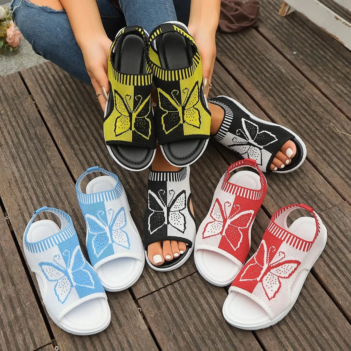 Sandalias Deportivas Mujer Mesh Verano - Sneakers Cuña Mariposa Transpirables