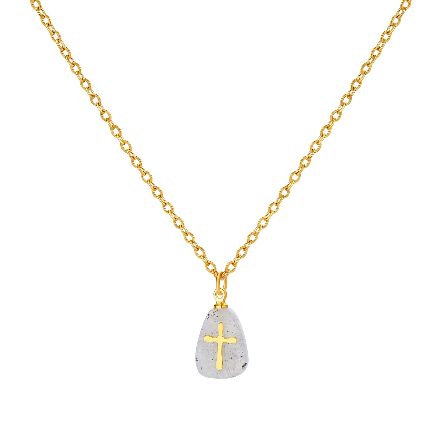 Collar Cruz Piedras Coloridas Mujer - Colgante Acero Inoxidable Dorado