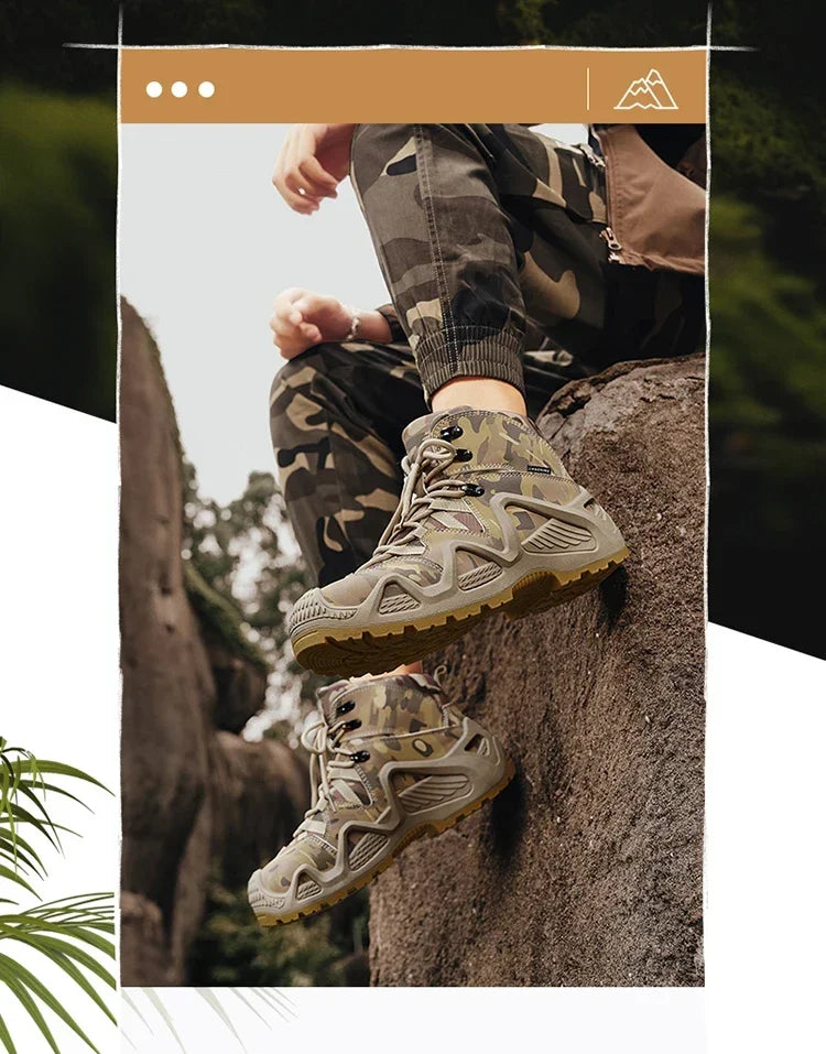 Botas Hombre Entrenamiento 2025 - High-Top Outdoor Antideslizantes Casual Platform Sneakers Designer Desert Camuflaje Tactical