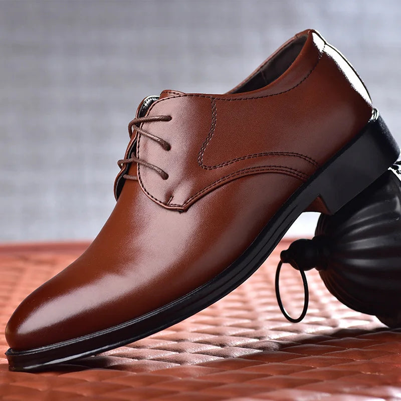 Zapatos Vestir Hombre Negros Cuero - Formales Boda Oficina Punta Puntiaguda Invierno 2024