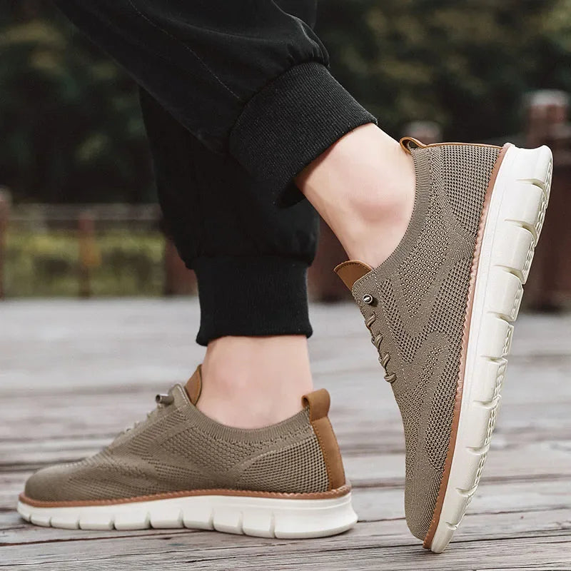 Zapatos Hombre Casual Clásicos - Transpirables Brogue Planos Acolchados Vestir Sneakers Ligeros
