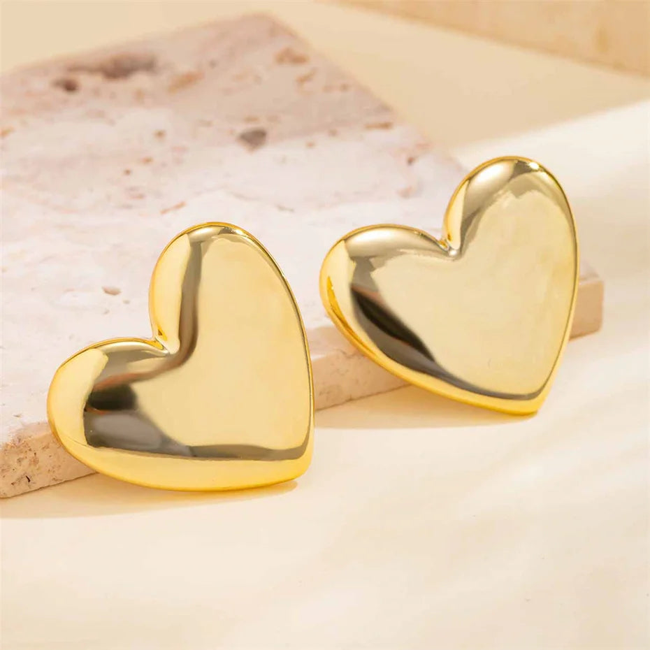Pendientes Corazón Amor Minimalistas - Punk Dorado Goth Mujer 2024