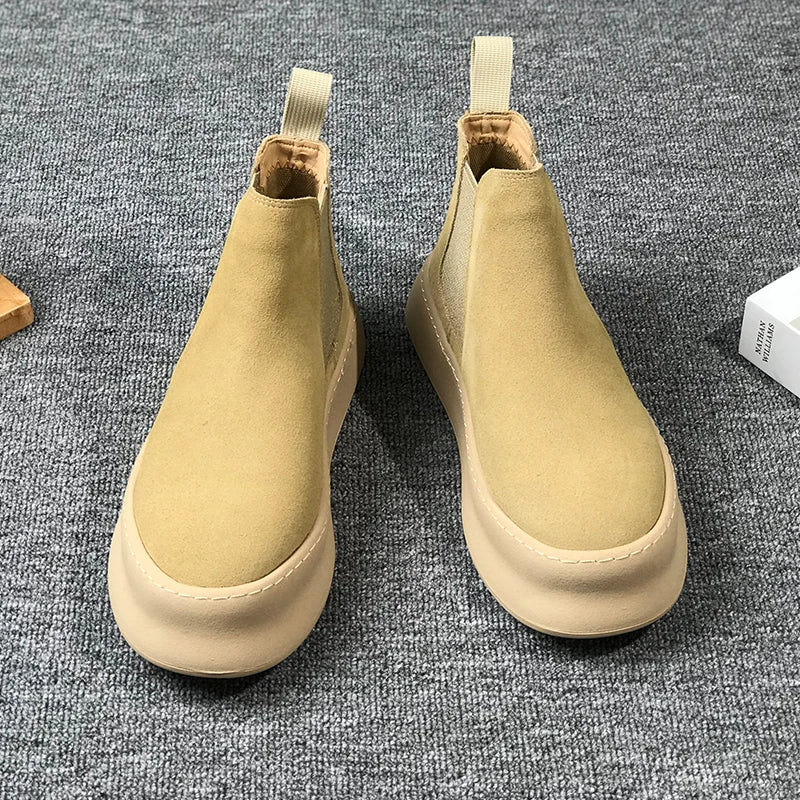 Botines Hombre Ante Suela Gruesa - Retro Otoño Invierno Cómodos Fashion Aumentan Altura Casual Jóvenes