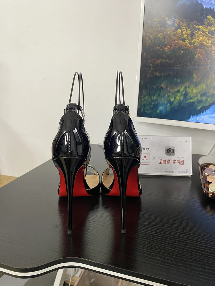 Sandalias Mujer Tacón Alto Sexy - Sandalias Boca Pez Cordones 12cm 2025