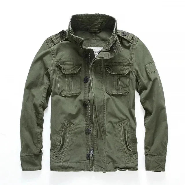 Chaqueta Hombre Denim Cargo M65 - Multi-Bolsillos Outdoor Casual Militar