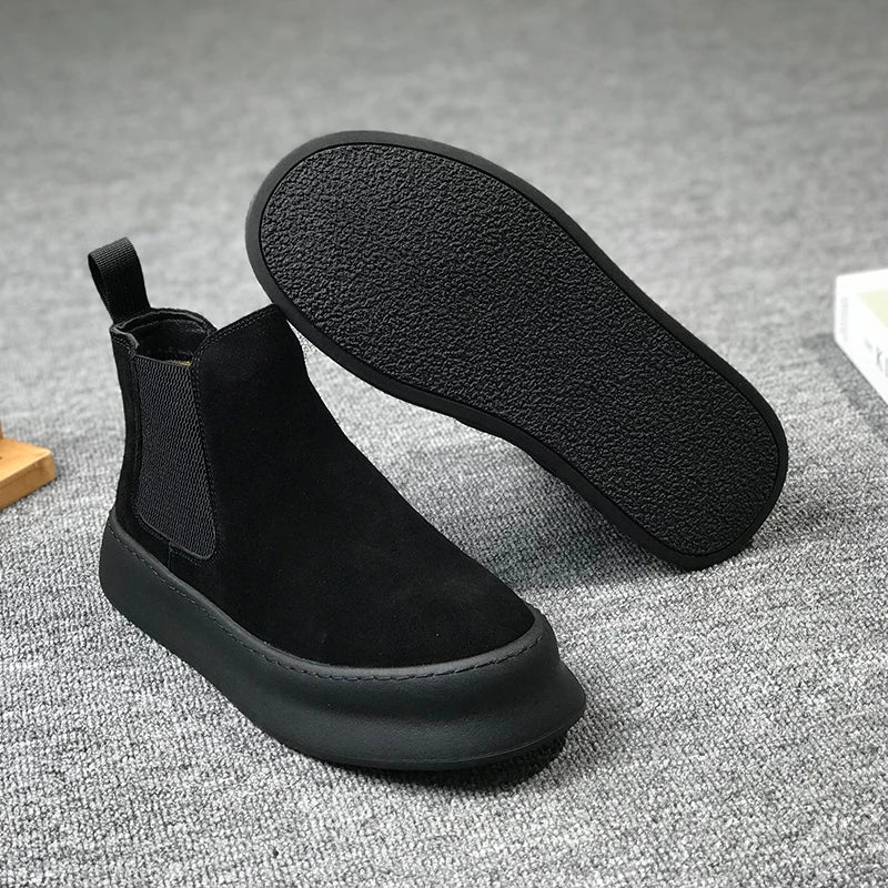 Botines Hombre Ante Suela Gruesa - Retro Otoño Invierno Cómodos Fashion Aumentan Altura Casual Jóvenes