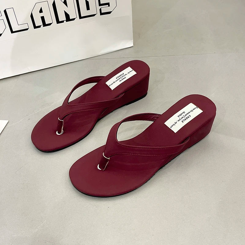 Sandalias Mujer Cuña - Chanclas Casuales Tacón Medio Verano