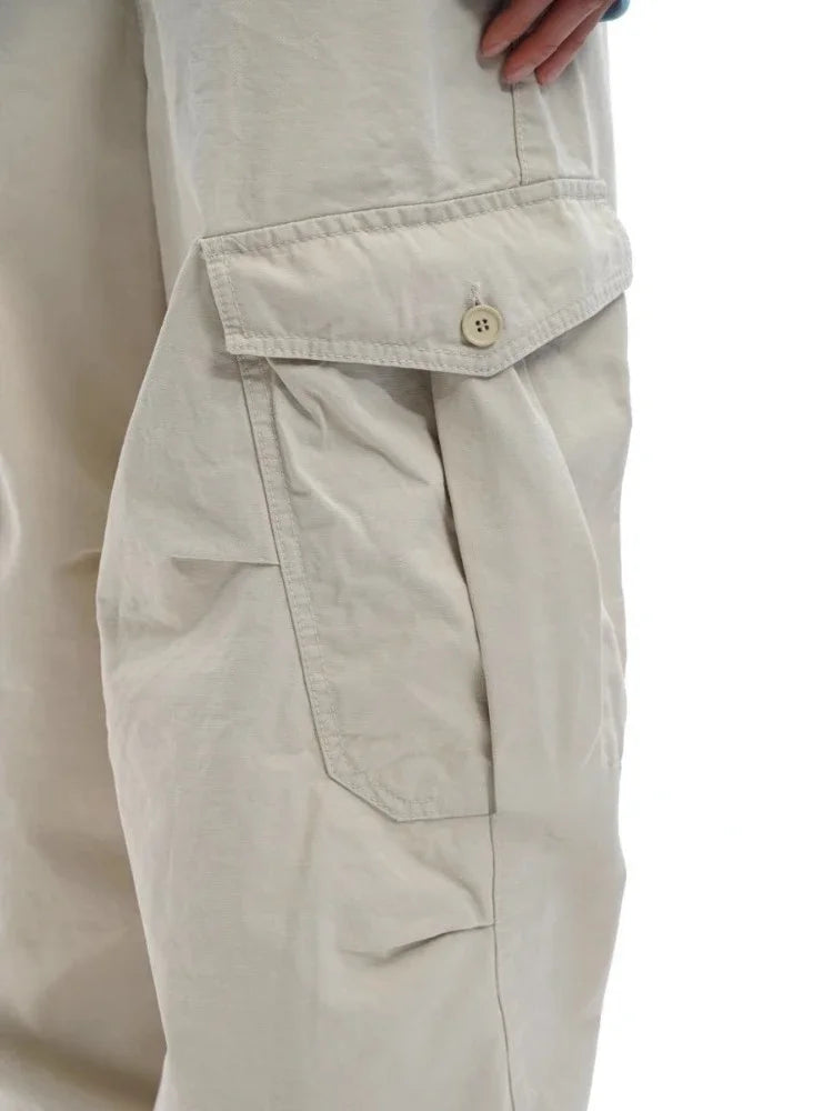 Pantalón Cargo Mujer Streetwear - Pantalón Verano Holgado Coreano