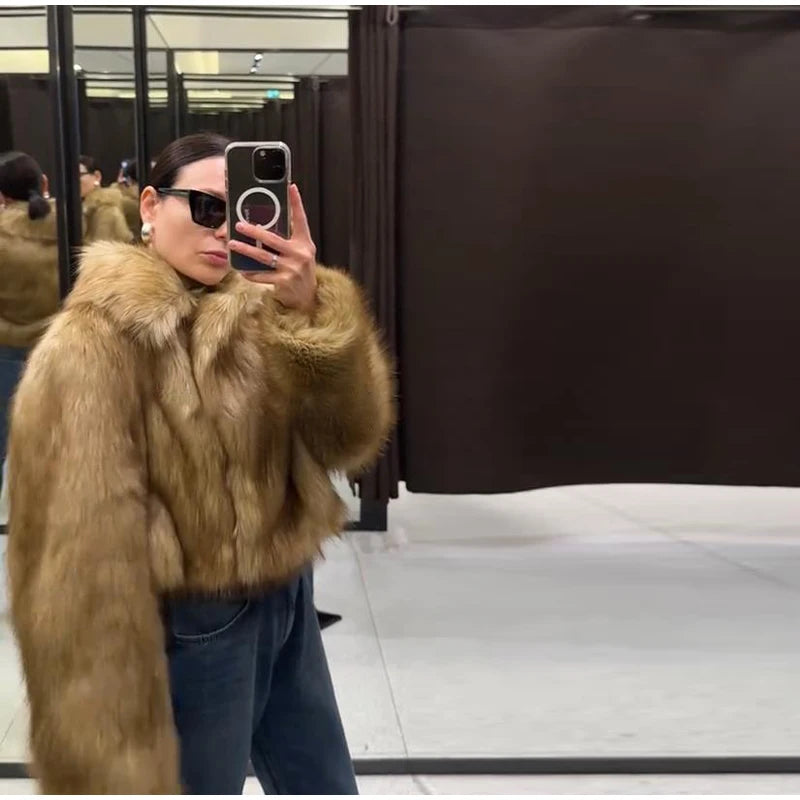 Chaqueta Piel Mujer Elegante - Chaqueta Cuello Alto Holgada 2025